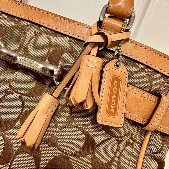 Coach Hampton Satchel Signature Canvas Brown Leather - Picture 4 of 11